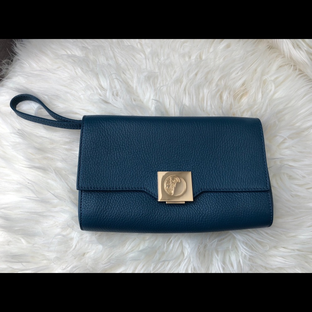 Versace Collection Leather Medusa Clutch